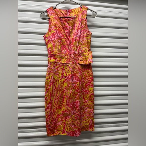 Just...Taylor Orange and Pink Sheath Midi Dress Size 2 - Picture 2 of 6